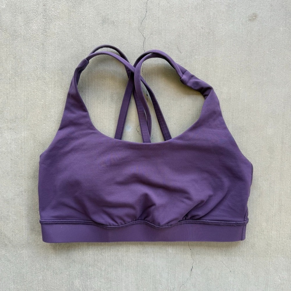 Lululemon Energy Bra Womens Purple Plum Strappy Racerback Yoga Sports Bra